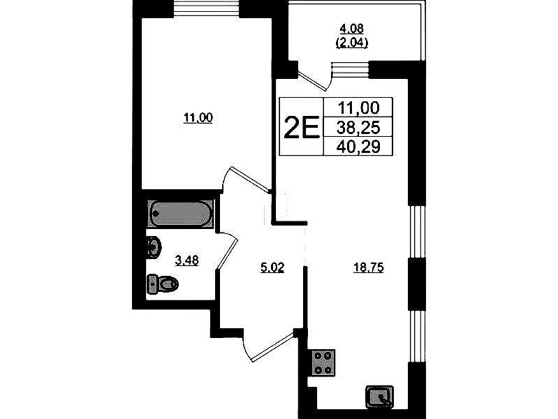 1-комнатная квартира 40.29 м², 15/17 эт., ЖК «Стороны Света 2»